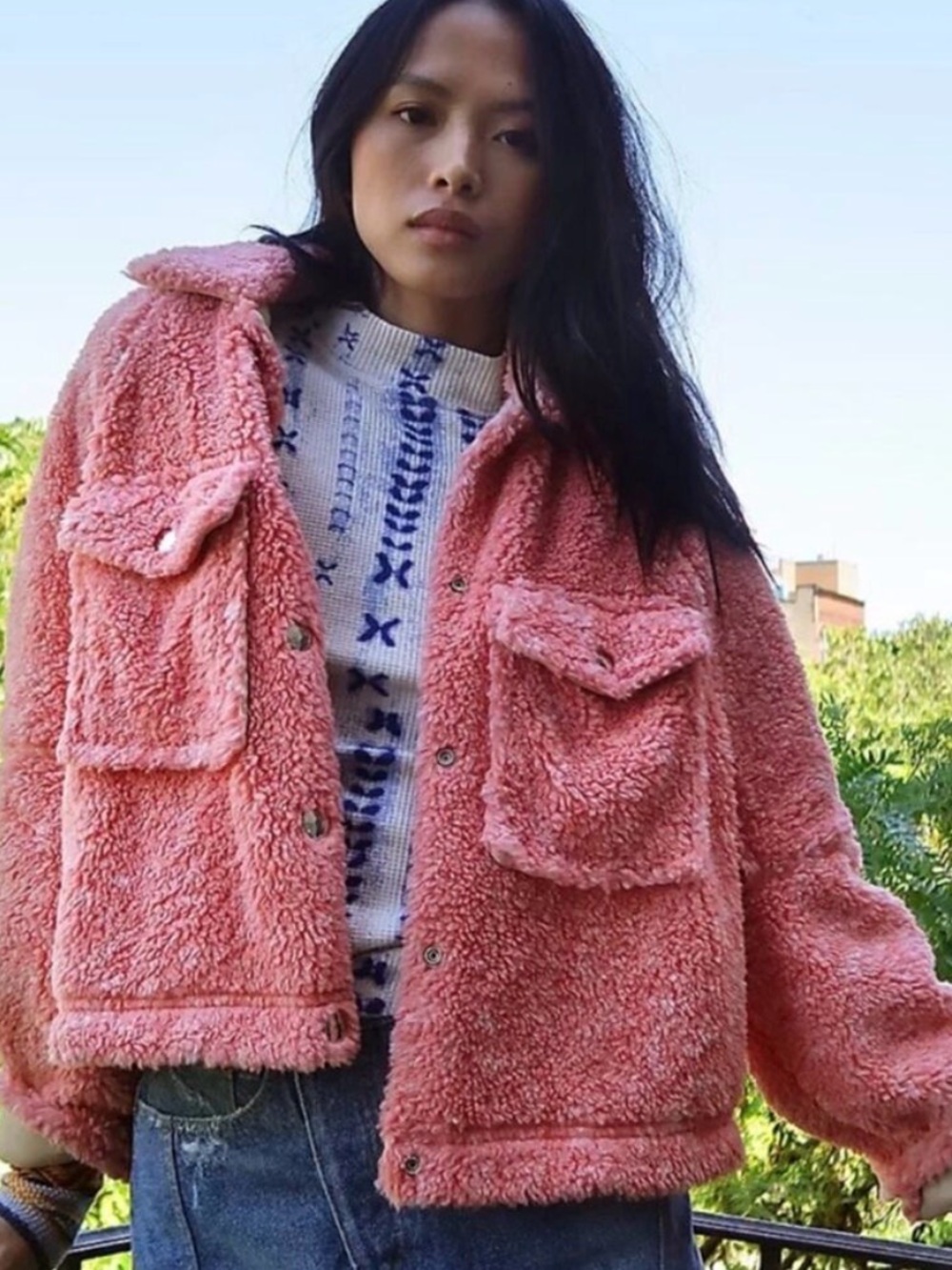 Free People We The Free Teddy Swing Jacket in Melon Size  XS NWT
